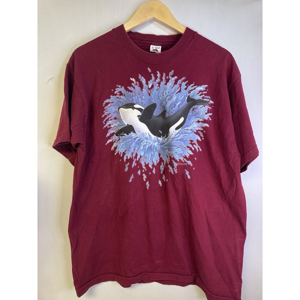 Vintage 90s Single Stitch Orca Whale Graphic T Shirt‎ XL USA Made